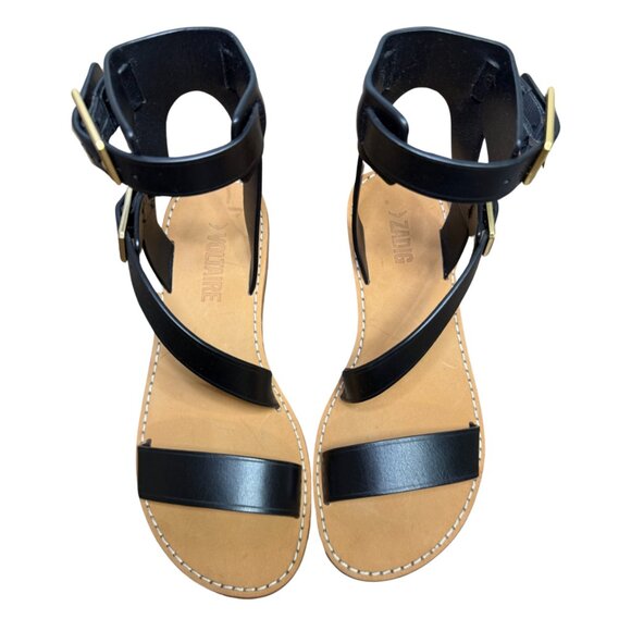 Zadig & Voltaire Cecilia Caprese Sandals Leather Black New in Box - Picture 2 of 11